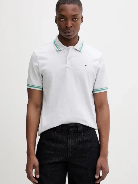 Tricou polo Tommy Jeans gri