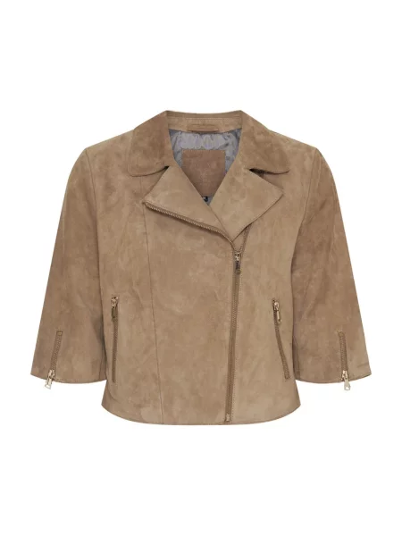 Krótka kurtka Notyz z kamieniami beżowa