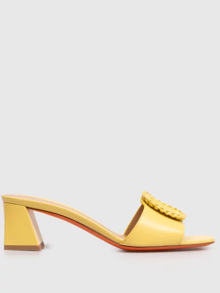 Шкіряні мюлі з пряжкою Santoni жовті