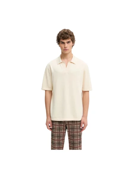 Dzianinowa koszulka polo Maison Kitsune beżowa
