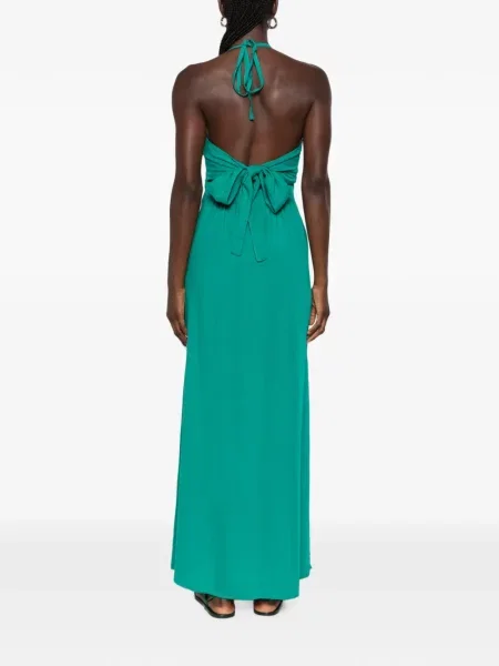 Rochie maxi Moutaki cu funde cu decolteu în V verde