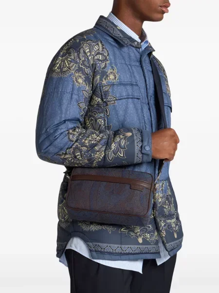 Geantă Etro cu model paisley maro