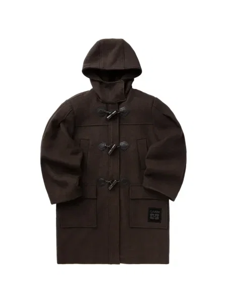 Palton duffle Ganni de lână maro