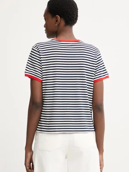 Tommy Hilfiger T-shirt z lyocellem granatowa