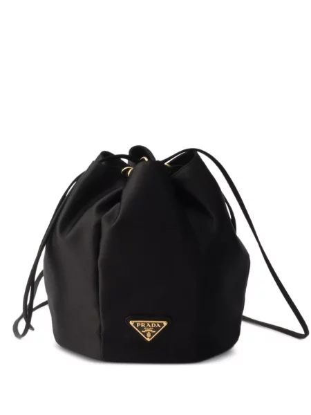 Geantă bucket Prada din satin negru