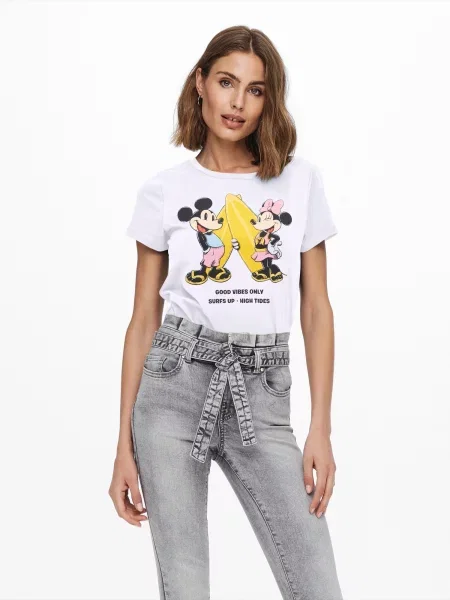 ONLY Majica ONLMICKEY MINNIE rumena / roza / črna bela