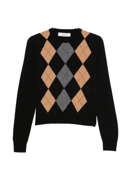 Pulover Jucca de lână cu model argyle negru
