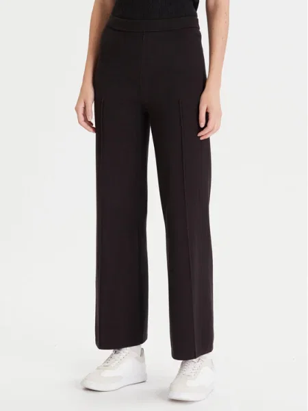 Calvin Klein Плетени панталони Wide Leg черен
