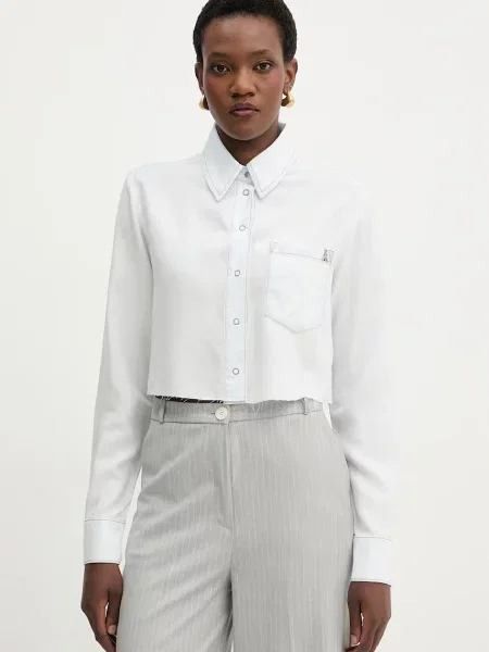 Patrizia Pepe cămașă pentru femei din denim albastru