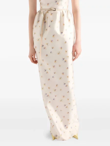 Rochie Prada de mătase cu model floral cu imagine