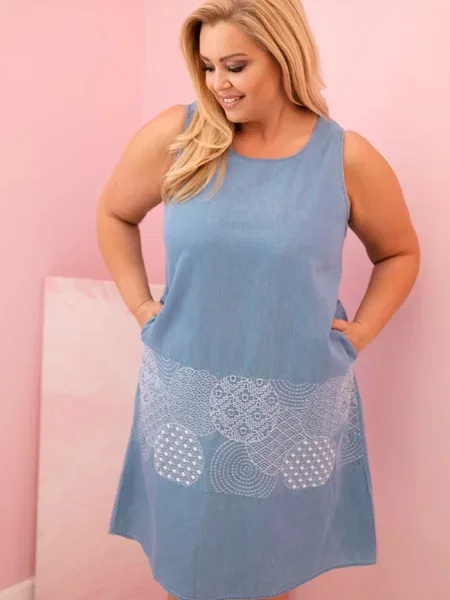 Denim obleka Kesi Włoski brez rokavov