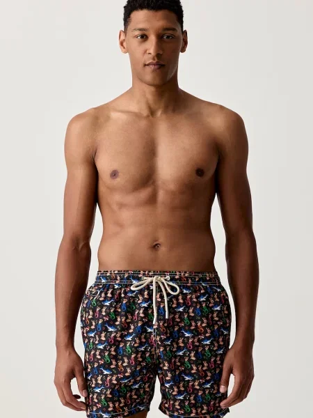 Saint Barth pantaloni scurți de baie pentru bărbați LIGHTING MICRO FANTASY negru