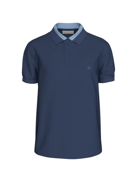 Casual s golierom tričko Calvin Klein Jeans modrá