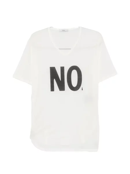 Tricou Fendi cu decolteu în V alb