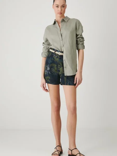 Шорти з домішкою льону Medicine візерунок висока посадка