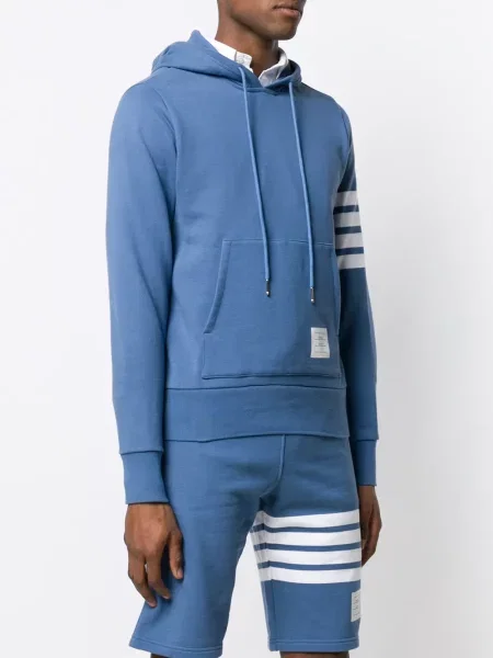 Ριγέ hoodie Thom Browne με αυτόγραφο μπλε