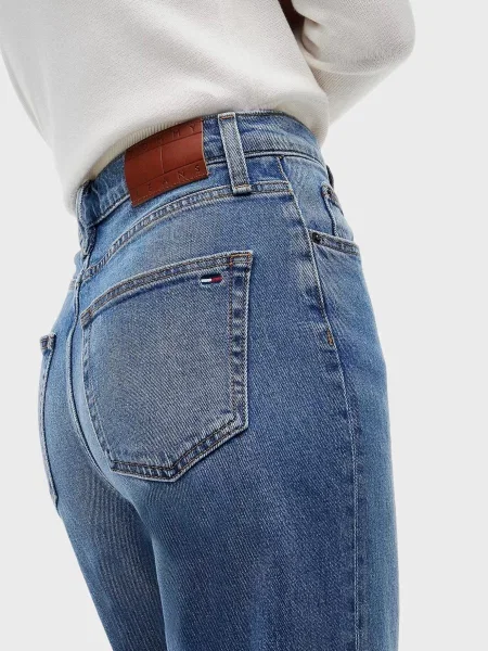 Прямые джинсы Tommy Jeans с высокой посадкой синие