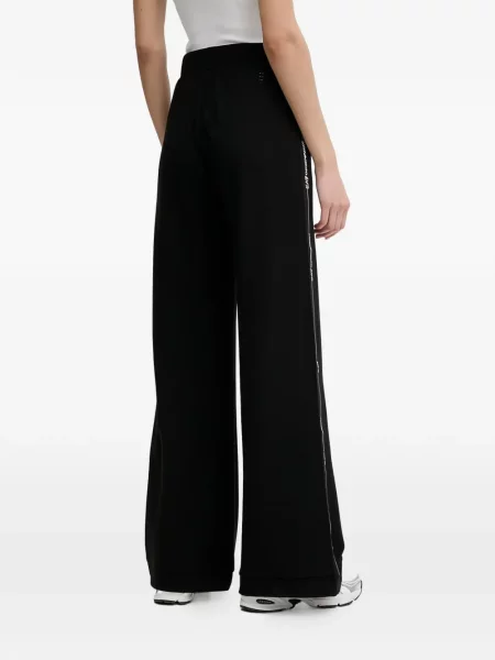 Pantaloni Ea7 Emporio Armani cu dungi alergare cu autograf negru