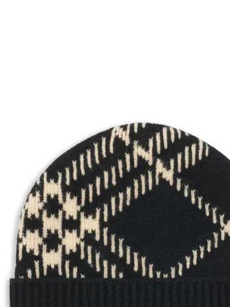 Beanie Burberry din cașmir în carouri negru