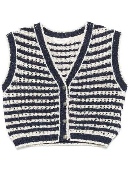 Vestă Palm Angels cu dungi tricotate albastru