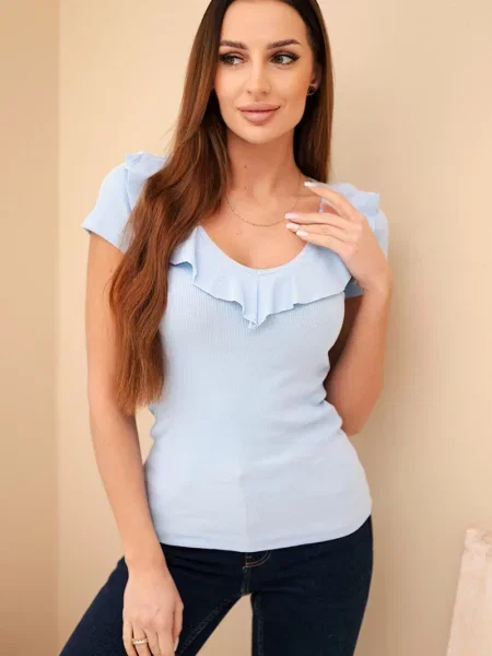 Bluză Kesi cu volane albastru