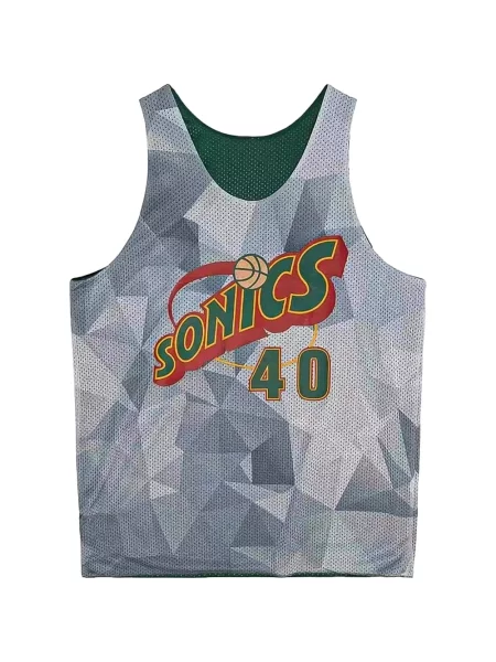 Reversibil vestă Mitchell & Ness plasă verde
