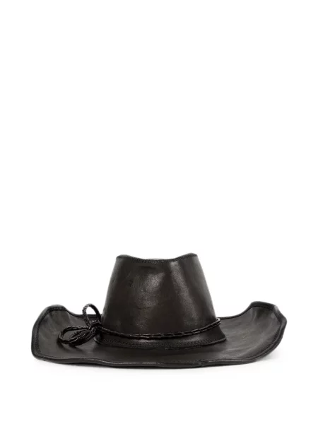 Căciulă Ann Demeulemeester din piele țesută negru