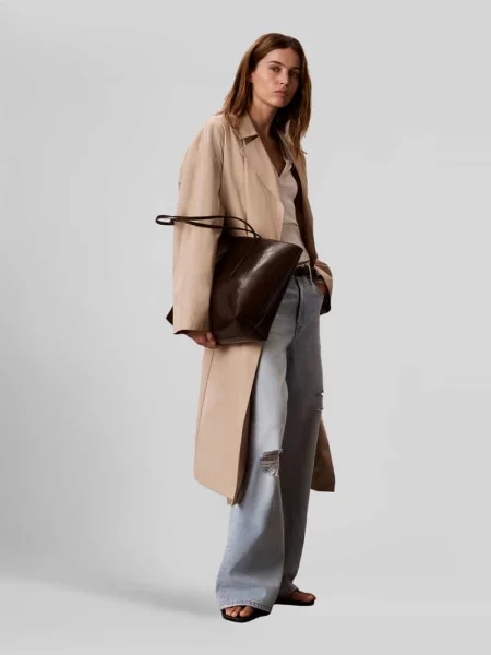 Calvin Klein torebka shopper z imitacji skóry brązowa