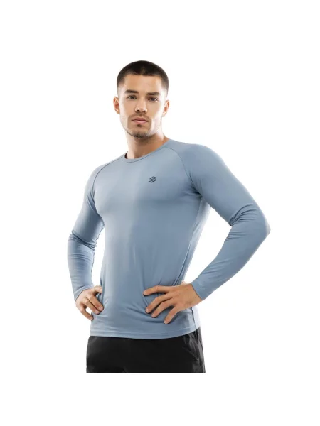 Koszulka treningowa z długim rękawem Fitness Siroko Aqua niebieska