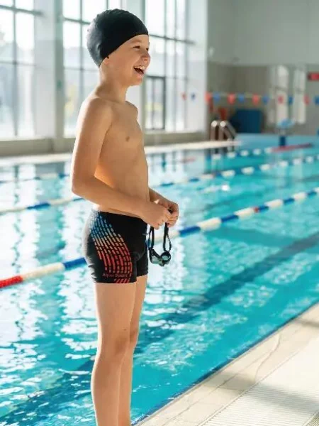 Kąpielówki chłopięce bokserki basen spodenki pływackie Aqua-Sport Cosmo II Wave czarne