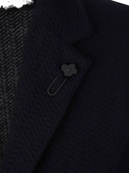 Geacă Lardini de lână cu model herringbone albastru