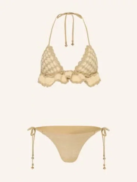Zimmermann Trójkątne Bikini Wanderlust Z Błyszczącą Nicią gold złoty
