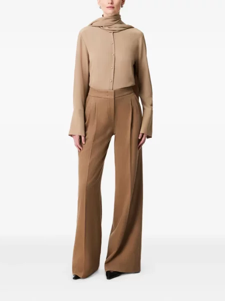 Pantaloni Another Tomorrow plisate maro