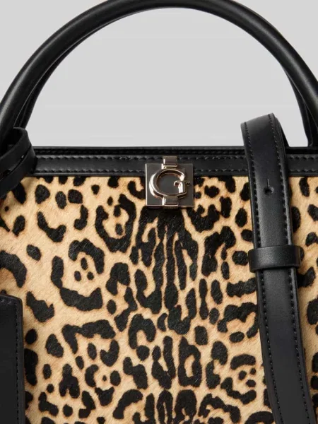 Torba na ramię z prawdziwej skóry bydlęcej model Audrey' Guess czarna