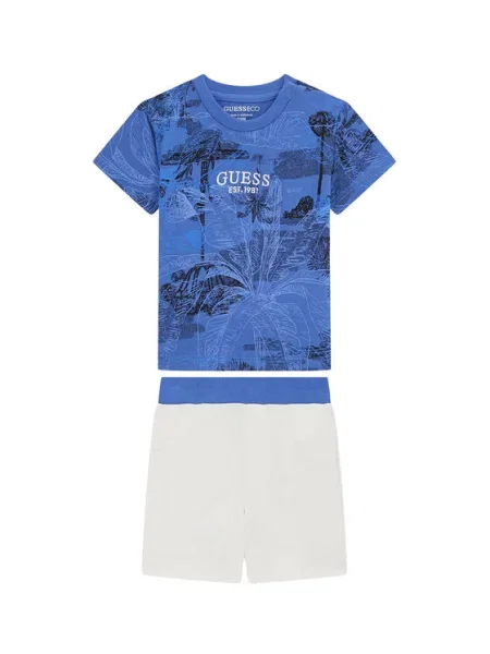 Guess Komplet t-shirt i spodenki niebieski