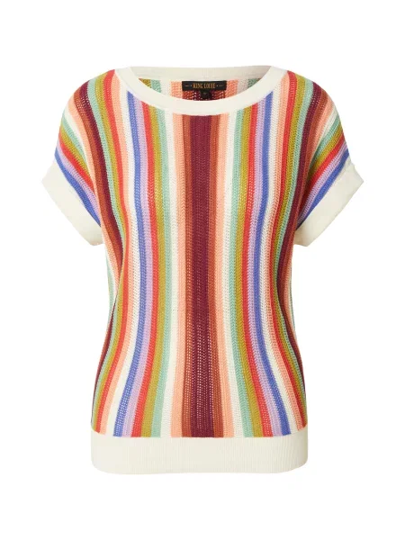 King Louie Megztinis pastelinė žalia / oranžinė / vyno raudona balta