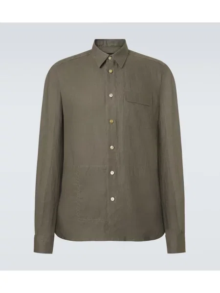 Cămașă Kiton de in verde