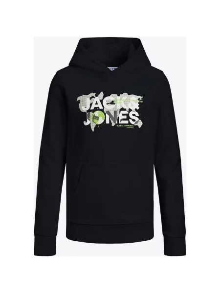 Bluza z kapturem dziecięca Jack & Jones Dust czarna zielona biała
