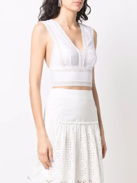 Decupat top Alberta Ferretti cu broderie alb