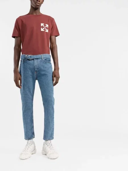 Jeansy Off-white o krotszym kroju białe