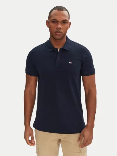 Koszulka polo w kroju regular fit model TJM SLIM PLACKET POLO EXT' Tommy Jeans niebieska
