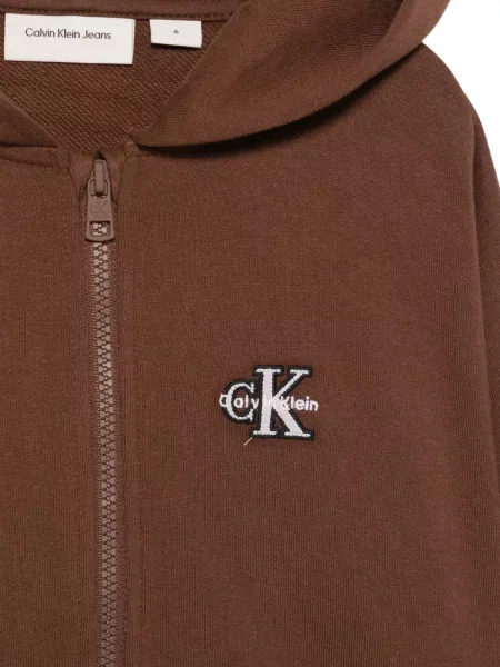 Dětska mikina s kapucí Calvin Klein hnědá