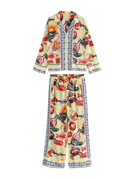 Next Pijama albastru neon / galben pastel / verde roșu