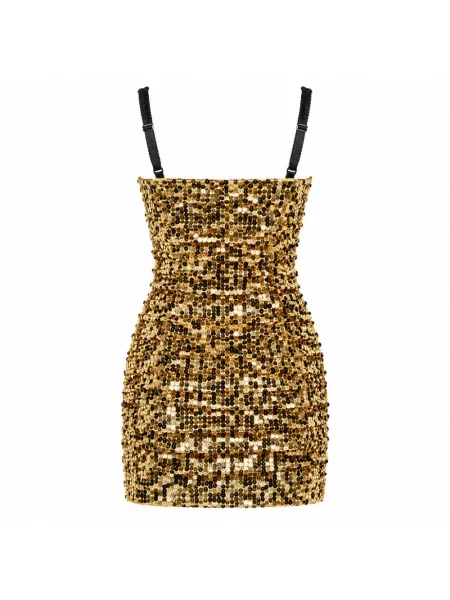 Sukienka Dolce And Gabbana z cekinami żółta
