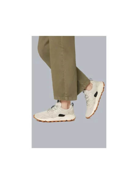 Sneakersy Flower Mountain w kwiatki skórzane beżowe