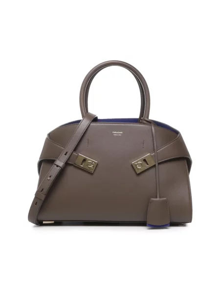 Torebka skórzana Salvatore Ferragamo bez fiszbin brązowa