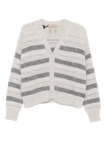 Cardigan Twinset cu dungi gri