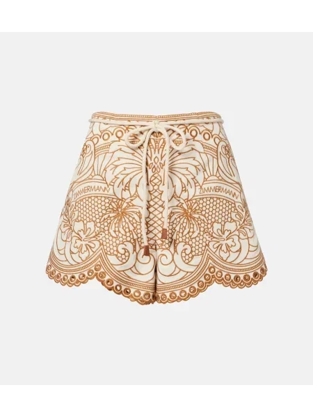 Pantaloni scurți Zimmermann cu broderie alb