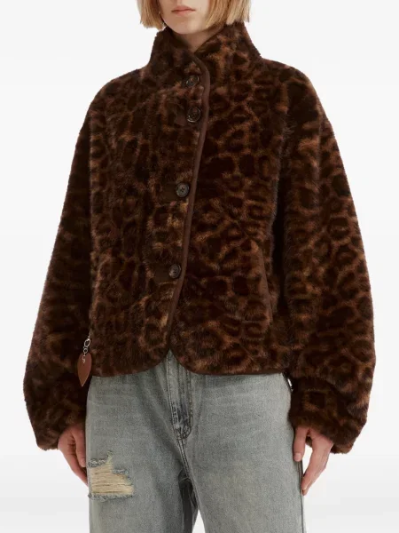 Geacă Izzue cu imagine cu model leopard cu blană maro