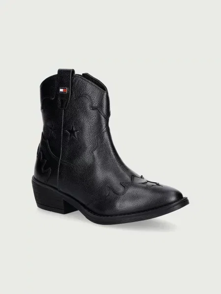 Tommy Hilfiger cizme cowboy pentru copii din piele negru